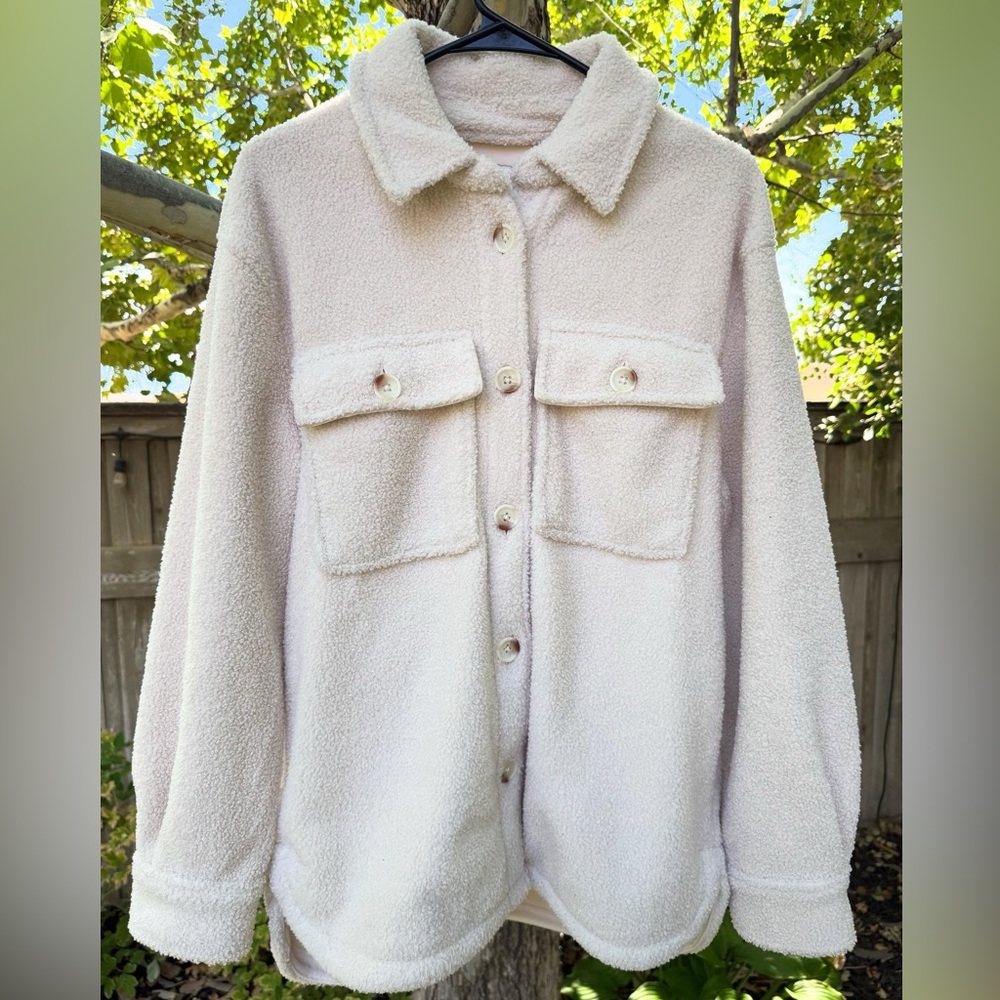 Abercrombie & Fitch Cream Teddy Sherpa Jacket